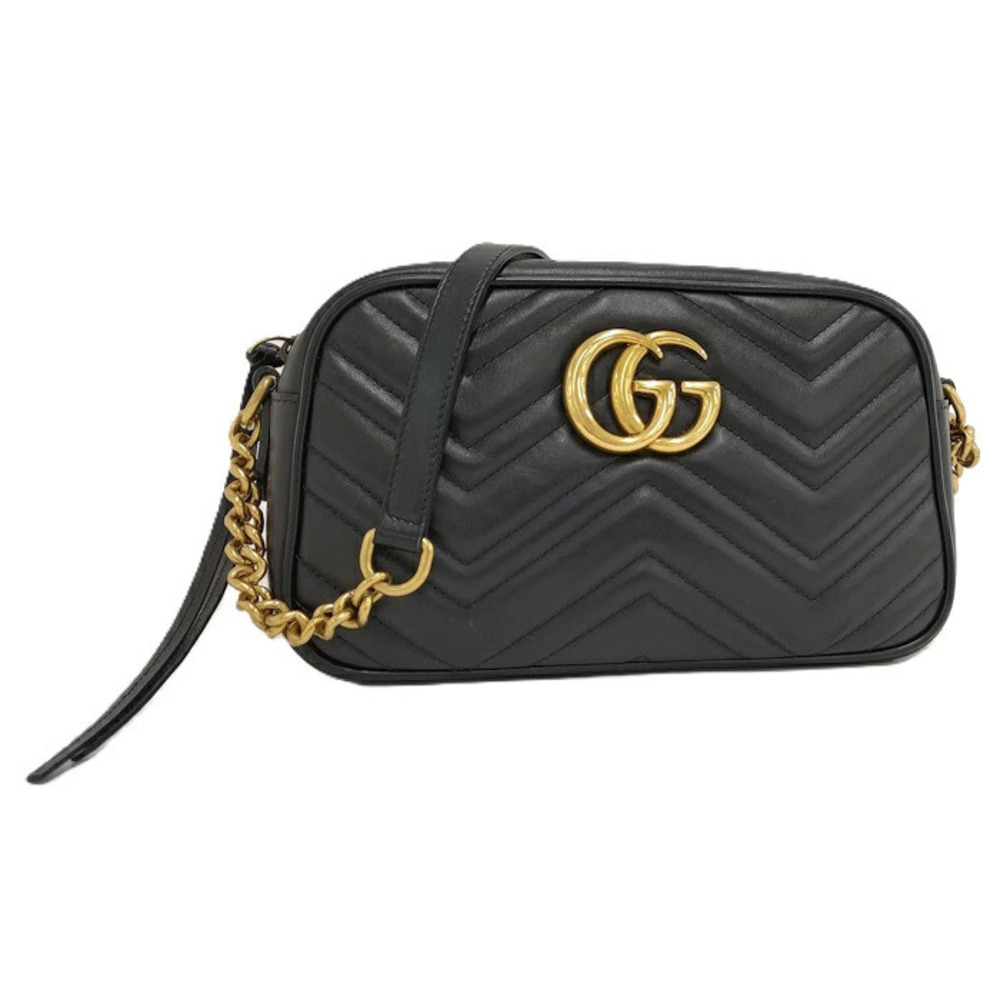 Gucci GG Marmont Chain Shoulder Bag Leather Black